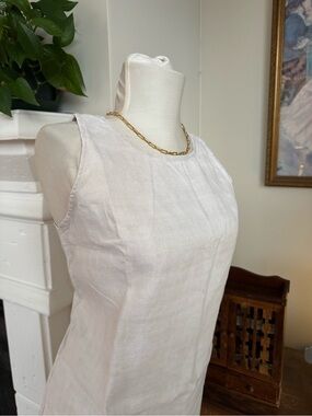 Parisian Sleeveless White Linen Dress